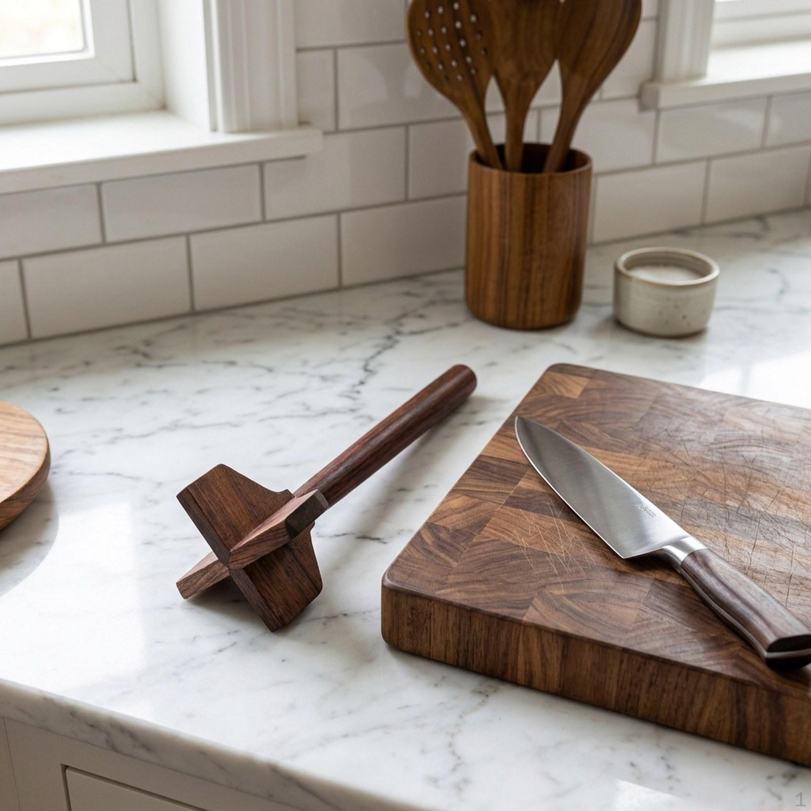Wooden Meat Chopper, Ergonomic Handle Professional Sturdy Cooking Gadget Multipurpose Potato Masher