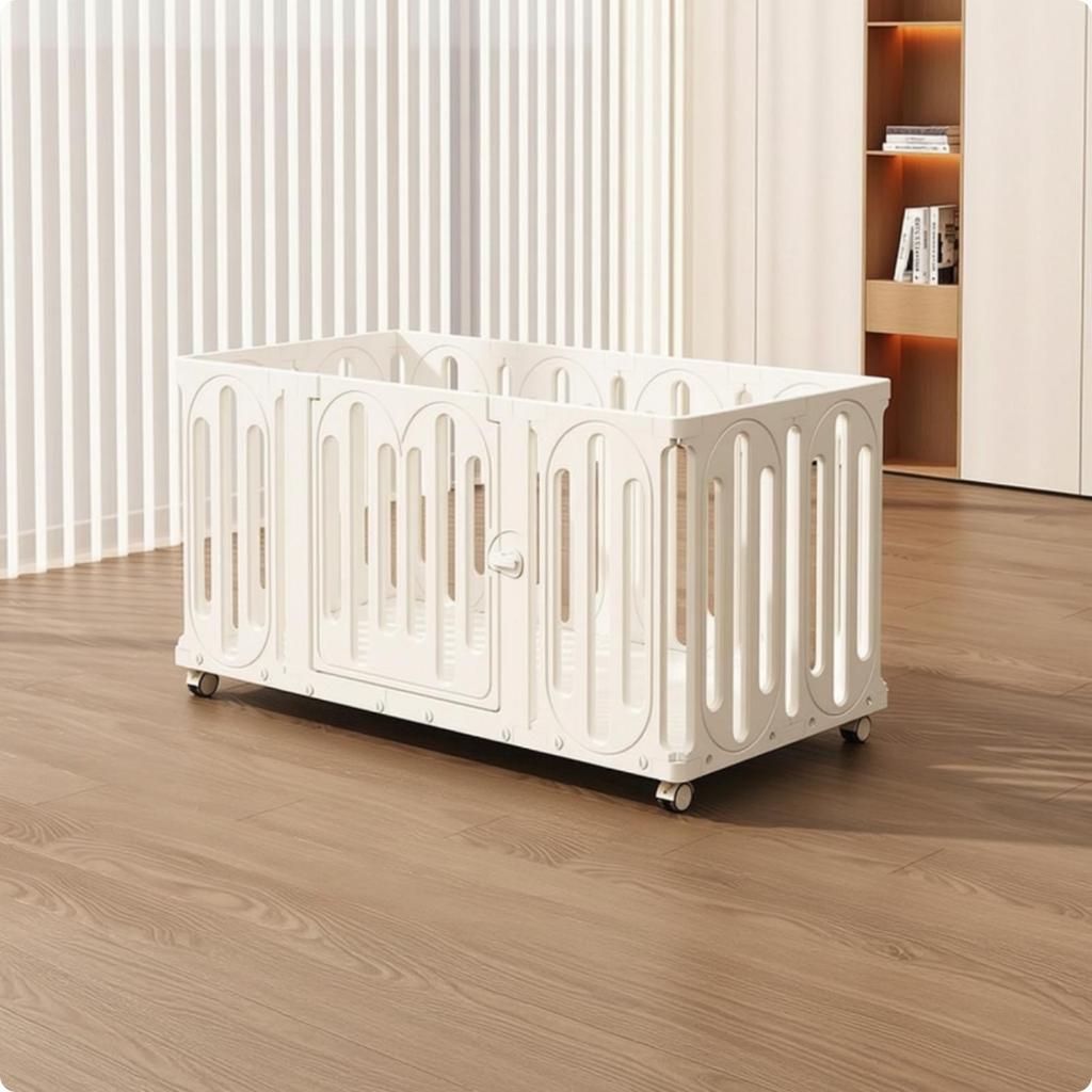 Modular Plastic Playpen Portable with Lockable Door Secure for Apartment