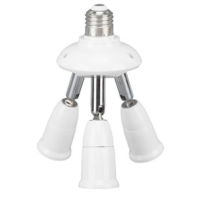 Light Socket Splitter Adapter E26 E27 360 Degree Adjustable 180 Degree Bendable 3 In 1 Socket