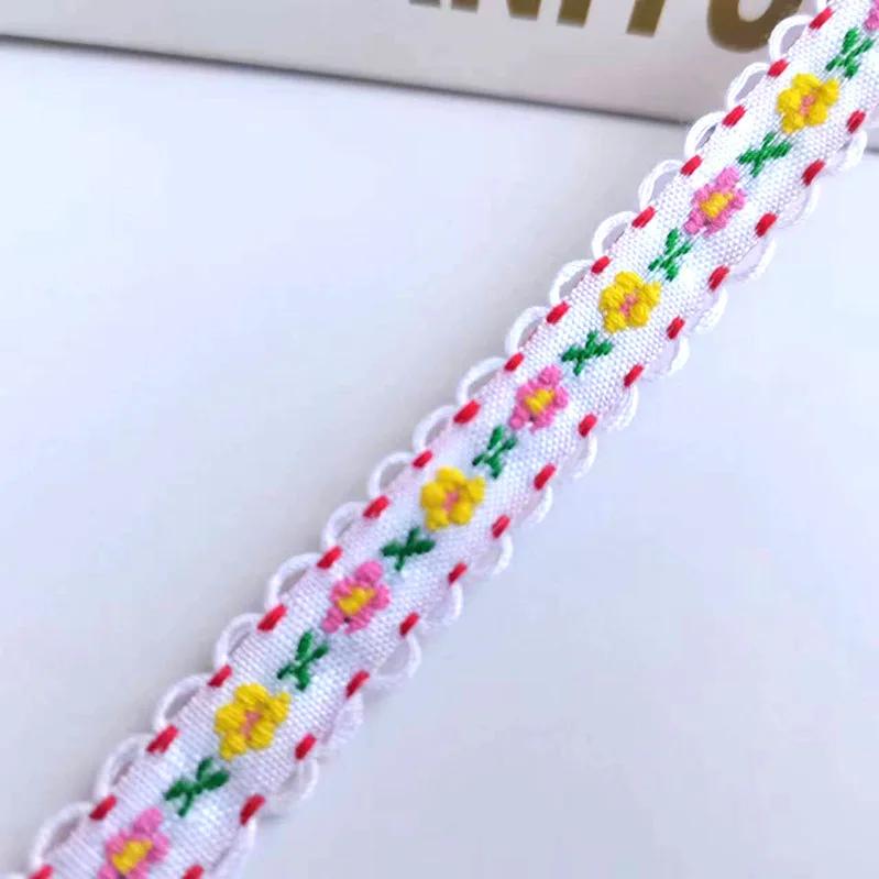 1cm Wide 22yard Ethnic Embroidery Lace Trim Countryside Style Ethnic Woven Ribbon Decoration Small Floral Clothing Accessory