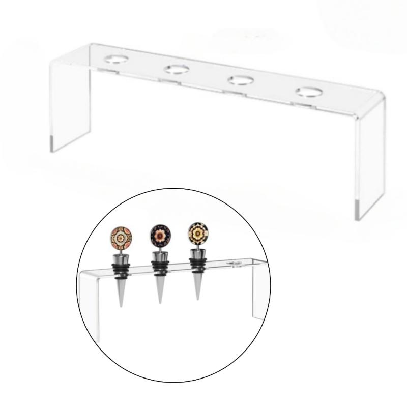 Pack Of 2 Acrylic Wine Bottle Stopper Display Holders Clear Storage Rack For Kitchen Home Bar Countertop Organizers