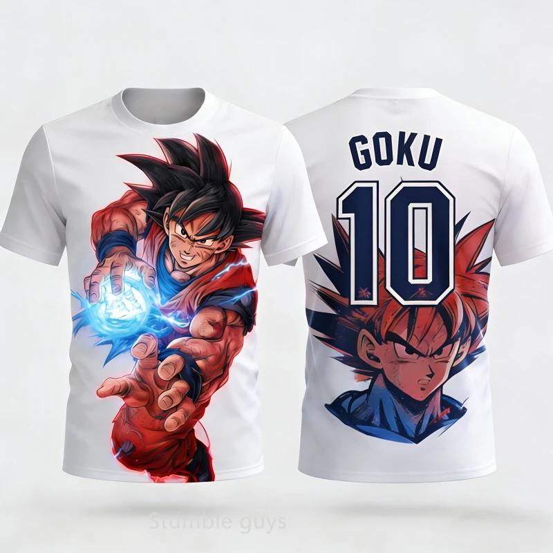 Dragon Ball Son Goku #10  Stripe Soccer Jersey, Anime Football Graphic Sport Tee for  Kids, Quick Dry Breathable Top
