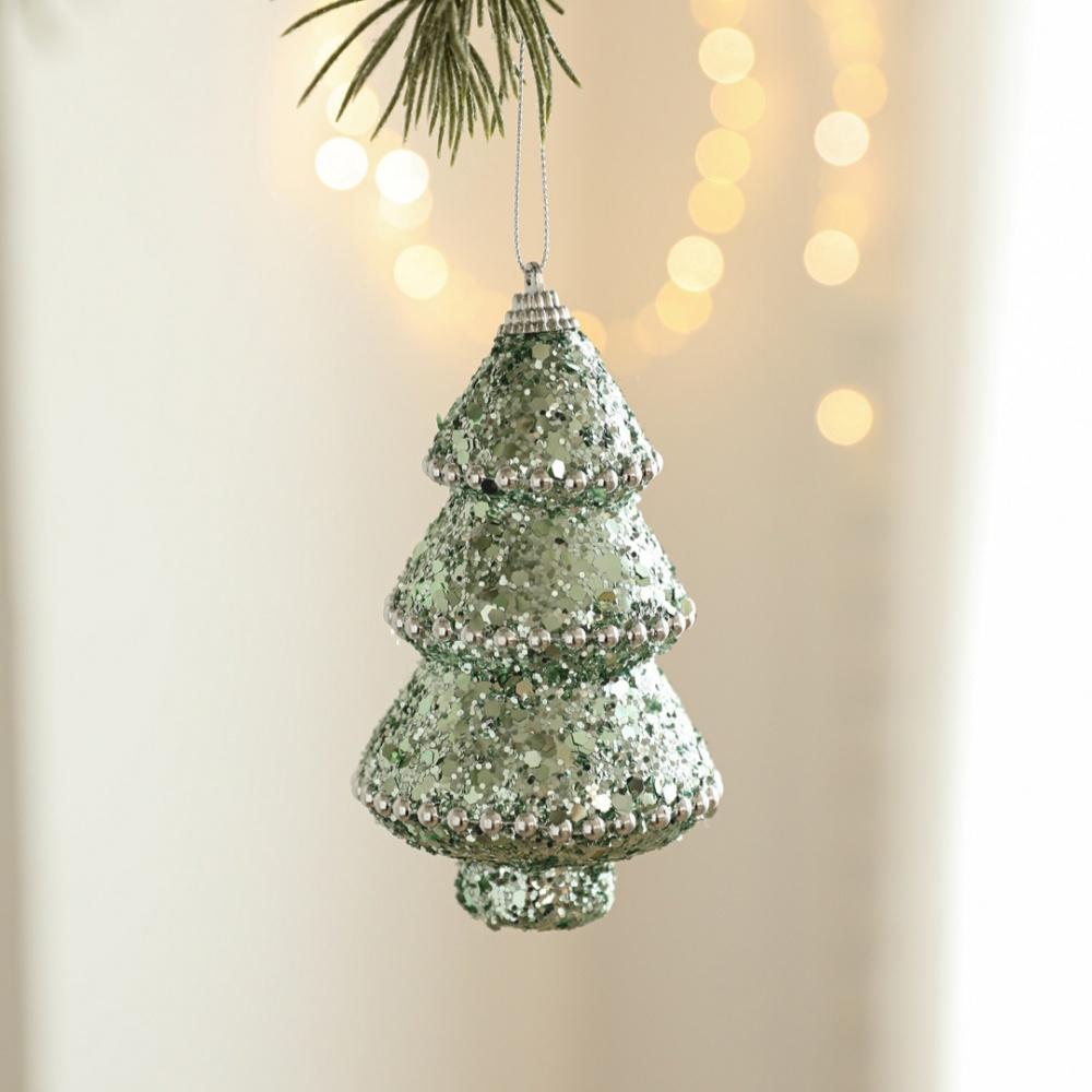 Home Decoration Bauble Versatile Green Foam Christmas Ball Hanging Christmas Decoration Glitter Glitter Sequins Ornaments