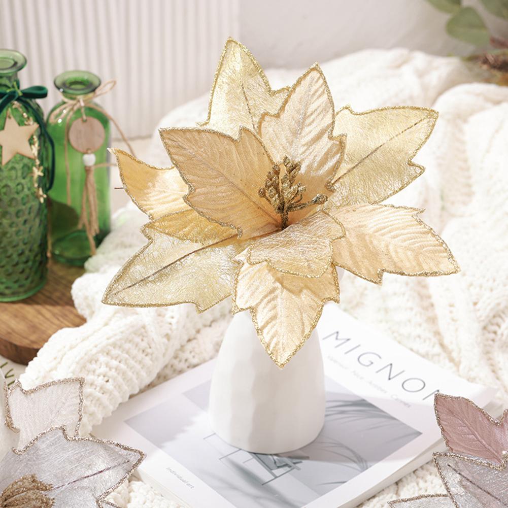 Dazzling Glitter Flower Hanging Xmas Decoration 30cm Cloth+Plastic Stunning Decor for Christmas Tree Wedding