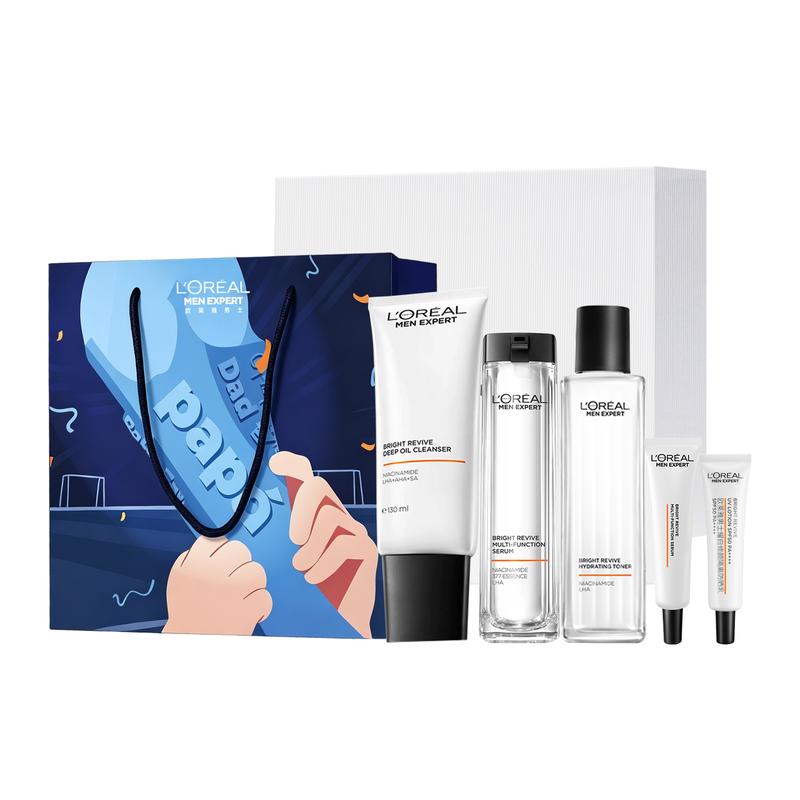 Loreal Paris Men s Facial , Emulsion Skin Care Moisturizing LOreal Mens Whitening Set - Cleanser Toner Essence Travel Sunscreen and Travel Essence