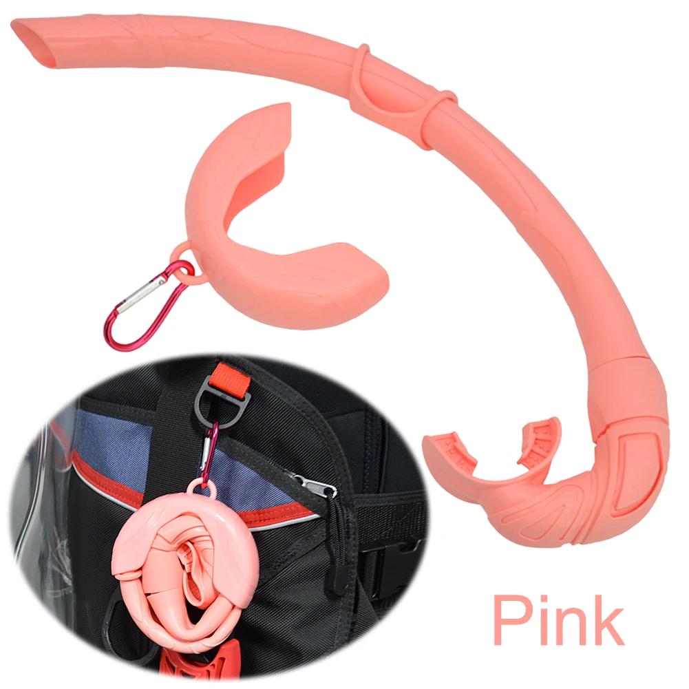 

Складная силиконовая трубка для снорклинга с компактным футляром для хранения для женщин и мужчин, сворачивающаяся трубка для влажного дыхания для снорклинга розовый