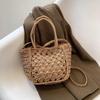Handwoven Hollow Out Straw Bag Summer Handbag Women's Crossbody Shoulder Bag Street Style Trendy Basket Beach Bag CLE