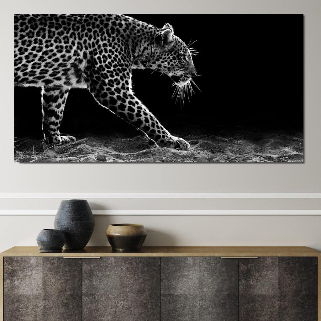 Modern Cheetah Black and White Leopard Wall Art Canvas Painting Animal Pictures for Office Living Room Wall Decor No Frame