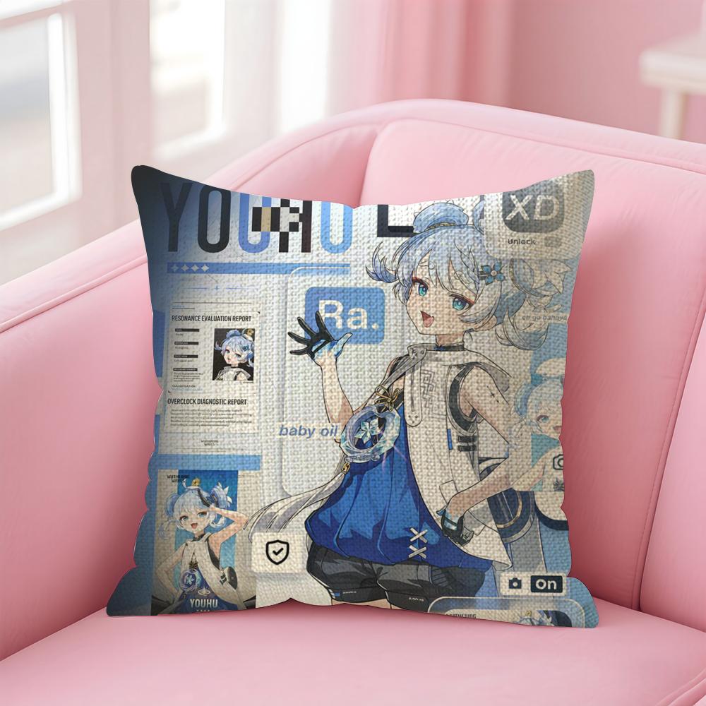 

Wuthering Waves Youhu Cushion Cover Natural Linen Pillow Case DoubleSided Print Decorative Sofa Pillowcase Home Decor Gift 30x30cm