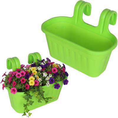 Weather-Resistant Balustrade Flowerpot - Green, Double