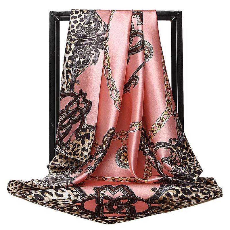 Fashion Scarves For Women Print Silk Satin Head Scarf Female 90cmx90cm Luxury Brand Square Shawl Large Hijab Scarfs For Ladies