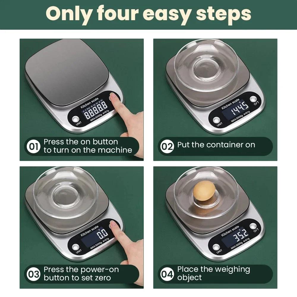 Household Kitchen Scale Baking Precision Food Scale 0.1g Gram Small Desktop Scale Tea Scale High Precision Digital Scale Compact
