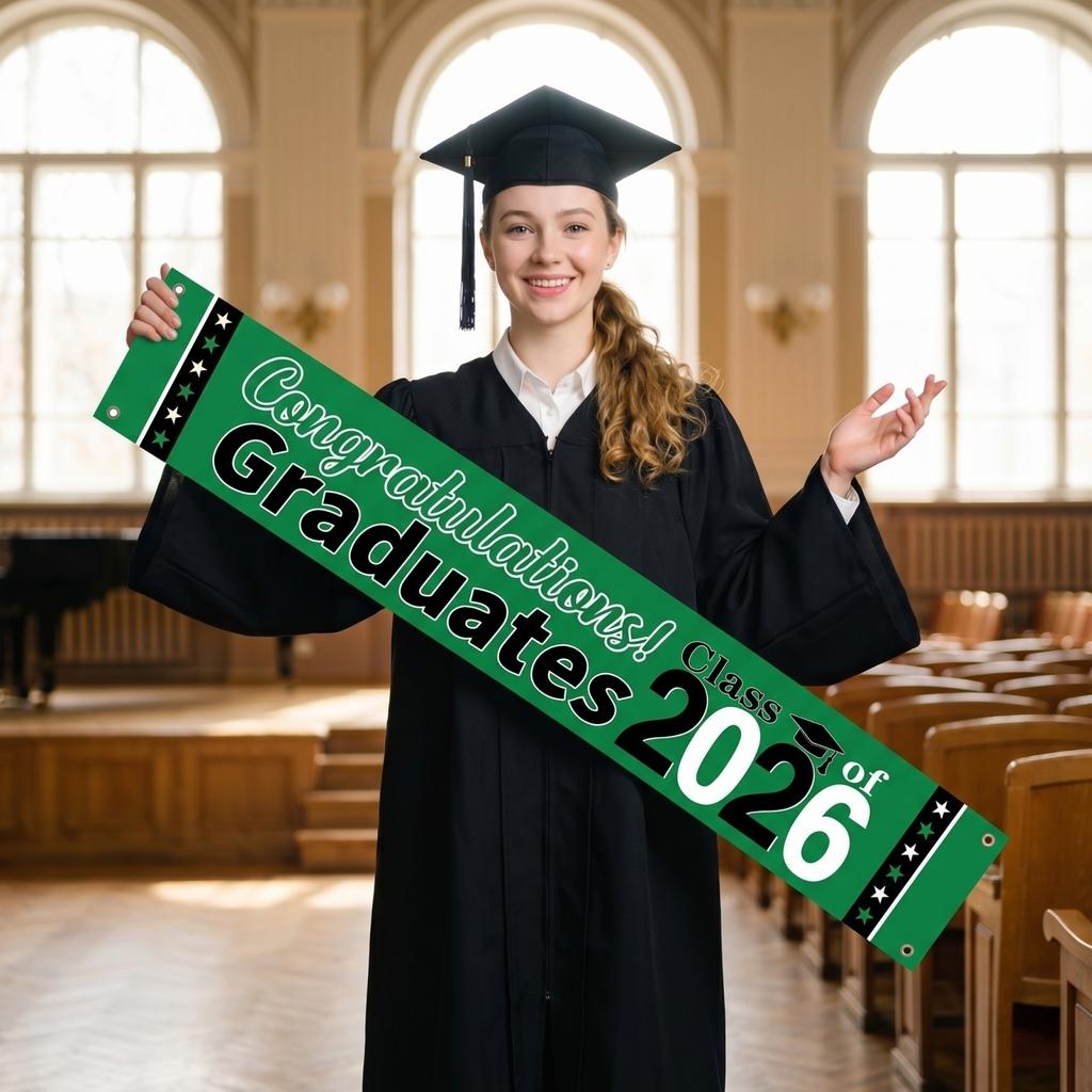 Graduation Banner Class of 2026 Graduation Party Decoration Banner Congrats Graduates Photo Prop Banner for Graduation Ceremony