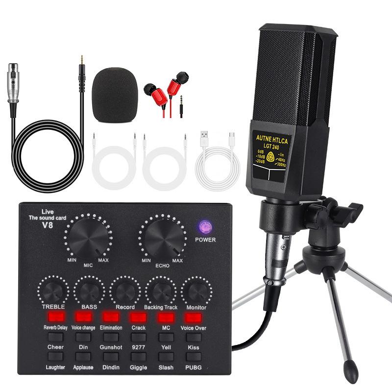 

V8s Sound Card Set: Desktop Tripod, Mobile Singing, Computer Recording.