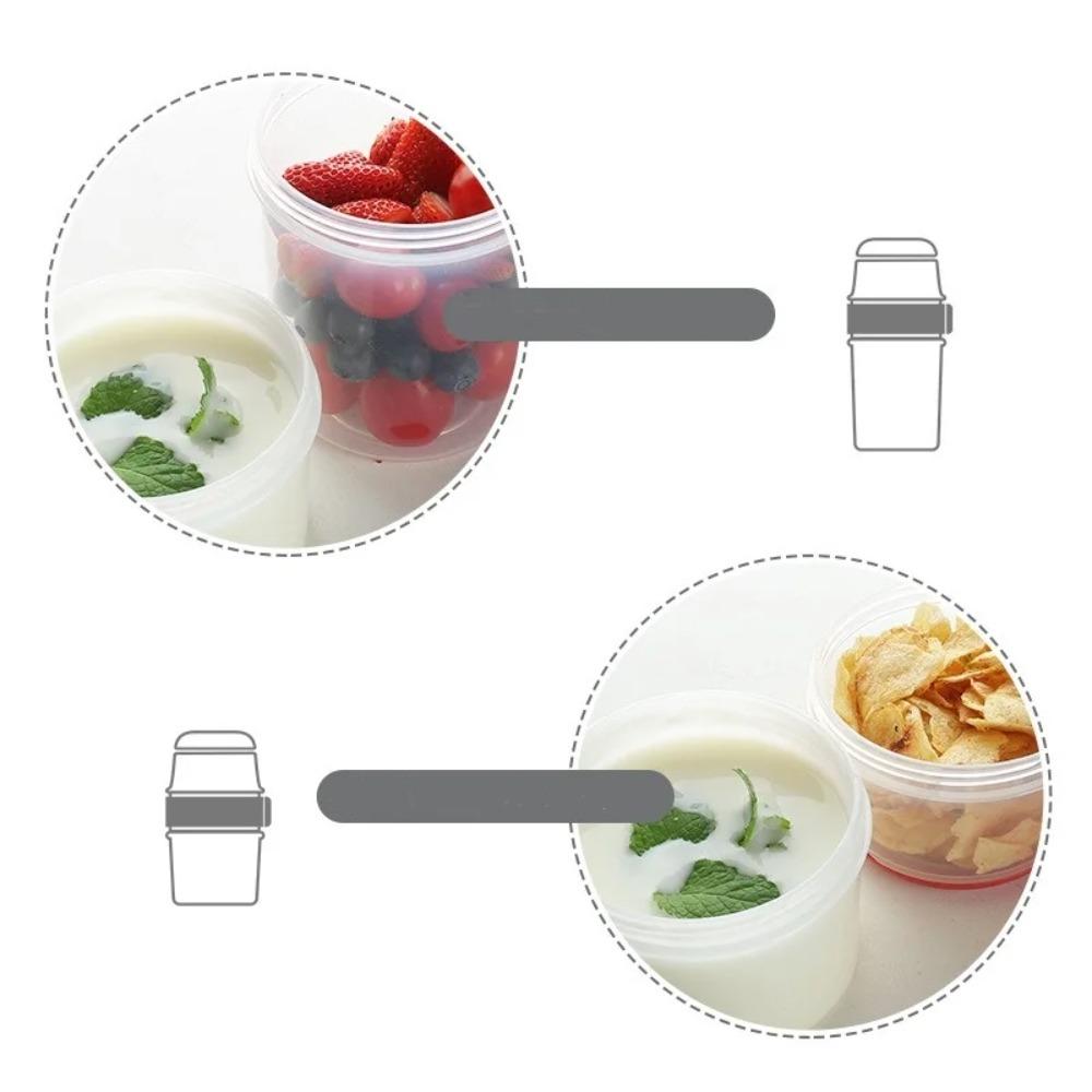 Double Layer Lunch Box Compartment Preservation Box Leak Proof Overnight Oat Container Portable Oatmeal Cup Fruit Sealed Jar