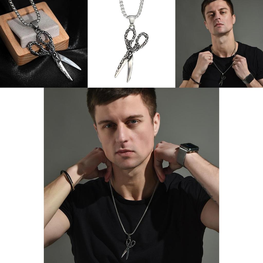Retro nůžkový přívěsek na řetízku Pro muže a ženy Ve stylovém hip hopovém designu