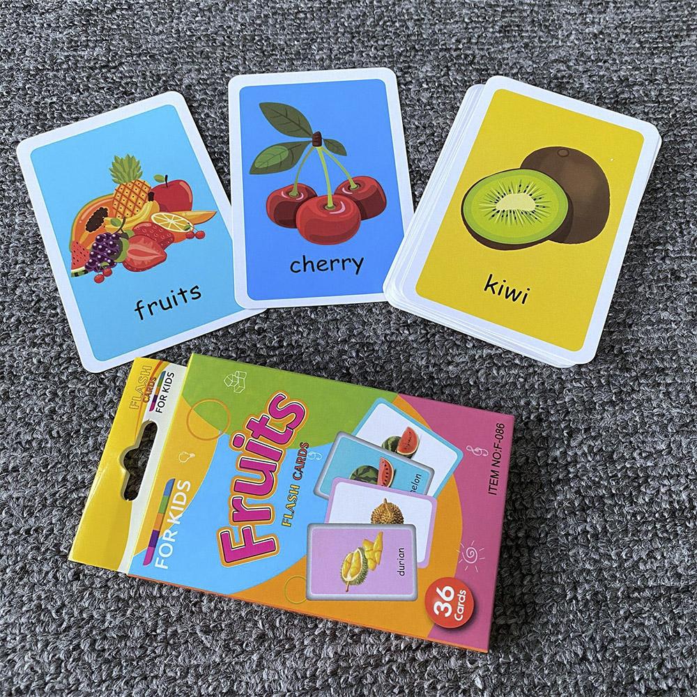 Kids 36PCS/Set Animal Shape Color Time Flash Card Montessori Early Education Learning Educational Toys For Children Gifts