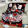 1PC Custom Name Queen Hearts Fantasy Flannel Blanket Versatile,all-season Throw Suitable for the Living Room,bedroom,camping,travel,and Gift