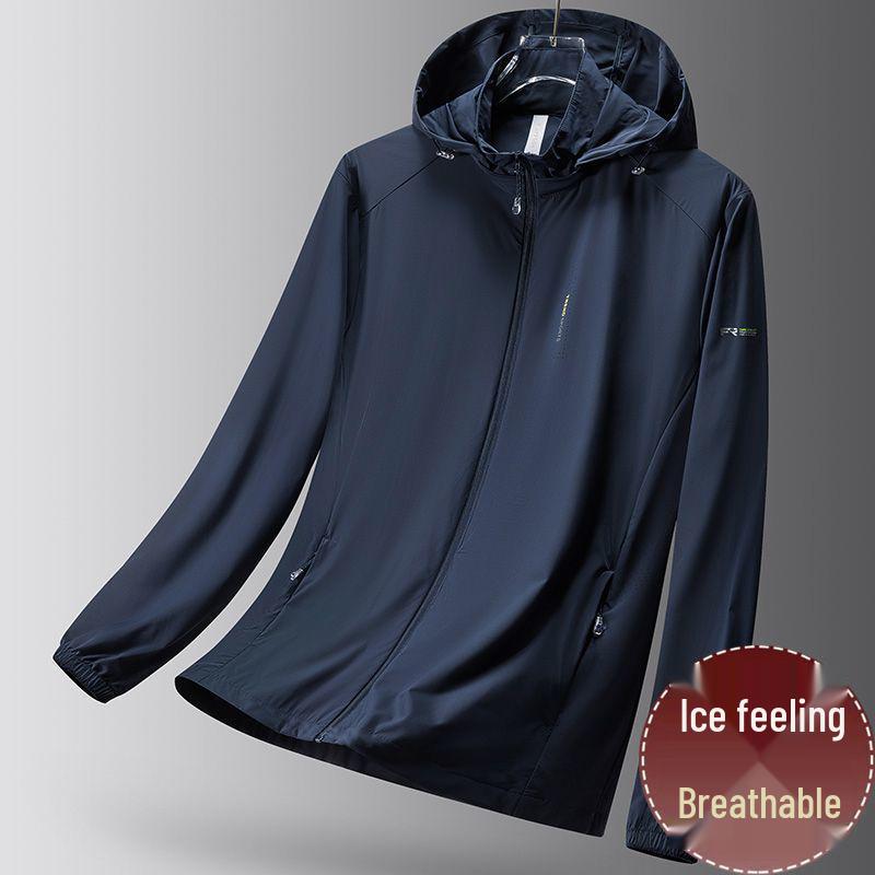 Men's High-End Ice Silk Sun Protection Jacket with Detachable Hood - Breathable, Quick-Drying Outdoor Sports Apparel for Couples