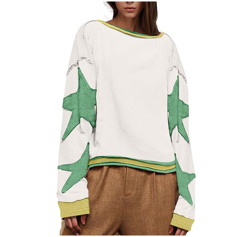 Oversized Graphic Sweatshirt for Women Fashion Long Sleeve Drop Shoulder O-neck Shirt Vintage Sweatshirt