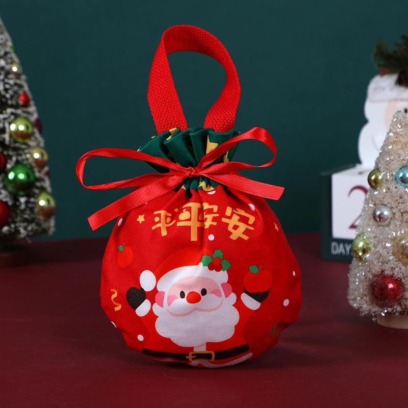 Christmas Red Velvet Drawstring Bag Christmas Candy Gift Packaging Bag Cartoon Christmas Elk Jewelry Gift Storage Bag