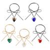 Goth Color Rope Big Loves Heart Pendant Choker Necklace for Women Niche Elegant Adjustable Chain Simple Design Jewelry