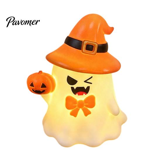 Cute Halloween Room Decor Ghost/Pumpkin LED Night Light for Desktop Decoration, Battery Party Operated Nursery with Warm Glow Home Small Gift Kids