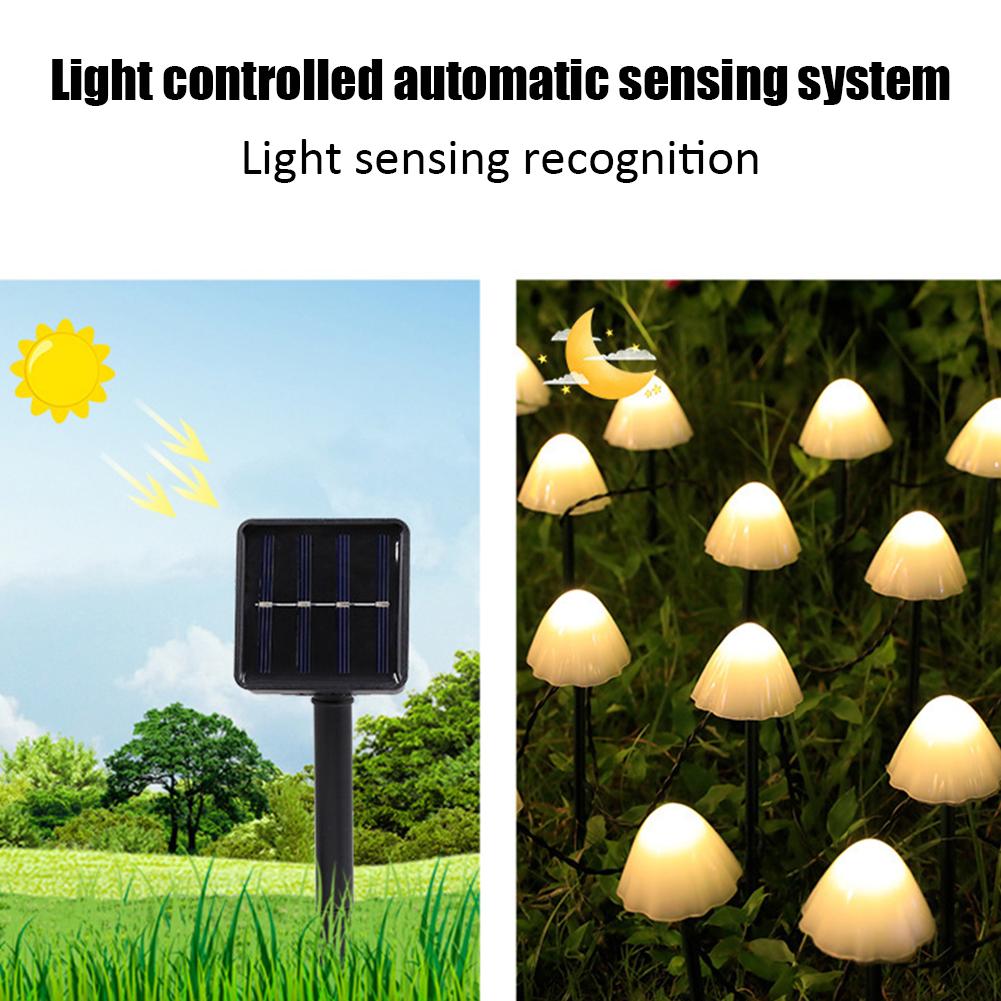 Pilz-Solarleuchten, Solarleuchten für den Außenbereich mit 10 pilzförmigen LED-Leuchten, 8-Modus-Beleuchtung, Tasten, IP65 Wasserdicht, Außendekoration für den Garten