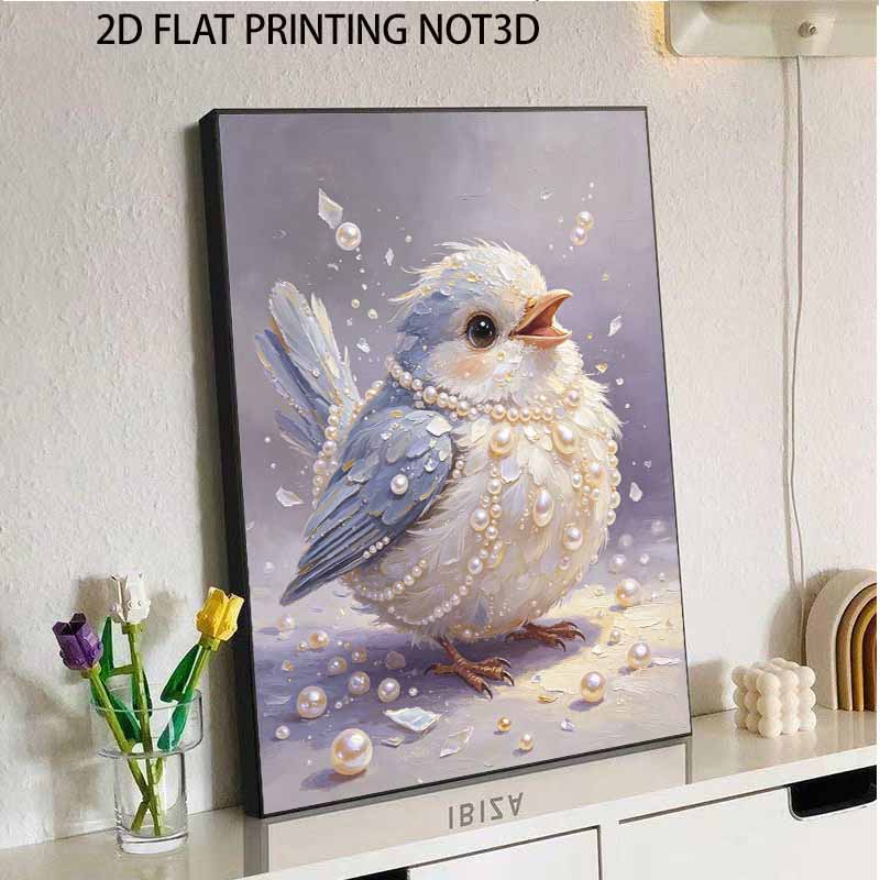 Adorable Blue Bird With Pearls Framed Pearl Painting Kit DIY 3D Sparkling Bead Canvas Art Relaxing Handmade Craft Gift for Women