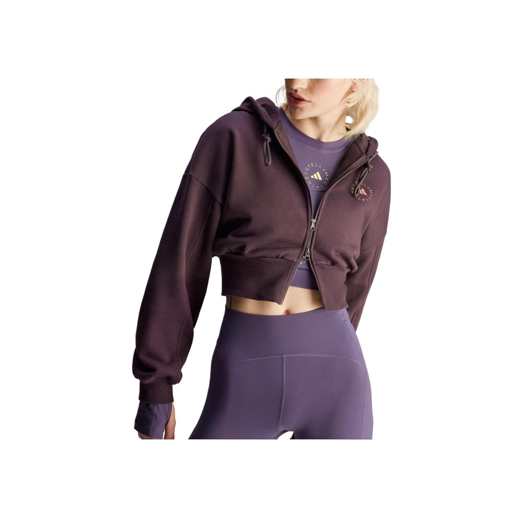 adidas Stella McCartney Odzież Sportowa Krótka Bluza z Kapturem Damska Bluzy Ciemnobrązowa IZ5011