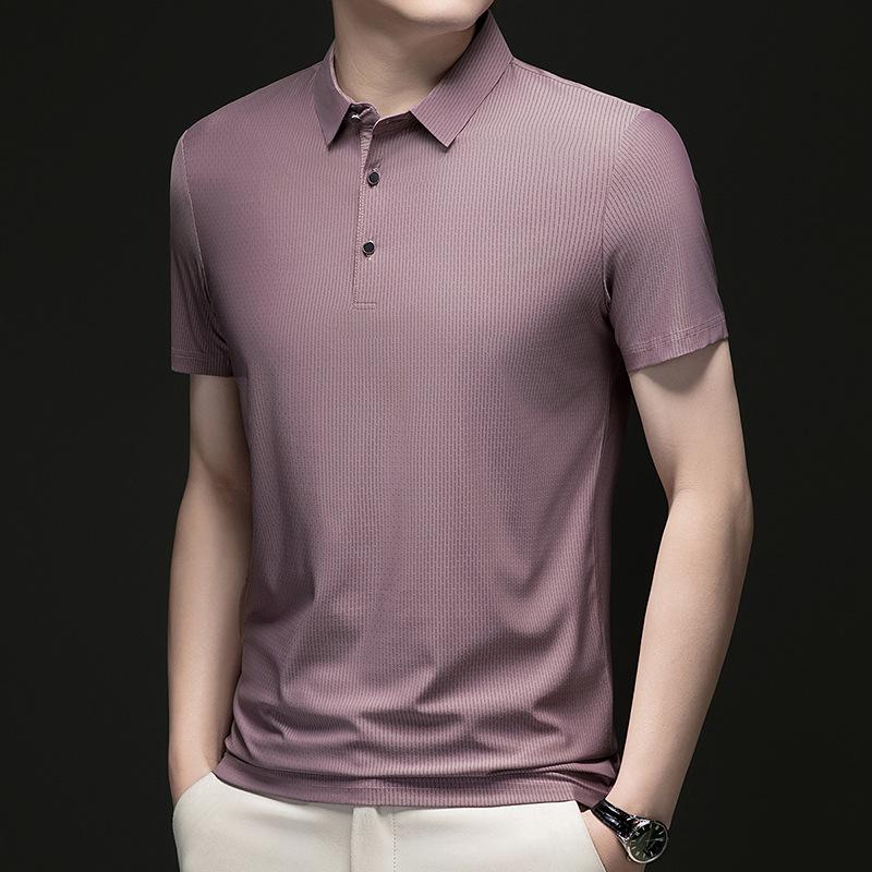 Polo Shirt Short-Sleeved T-Shirt Men'S Non-Ironing High-End Business Casual Breathable Cool Half Sleeve