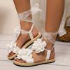 Women'S Stylish Summer Sandals with White Floral Accents