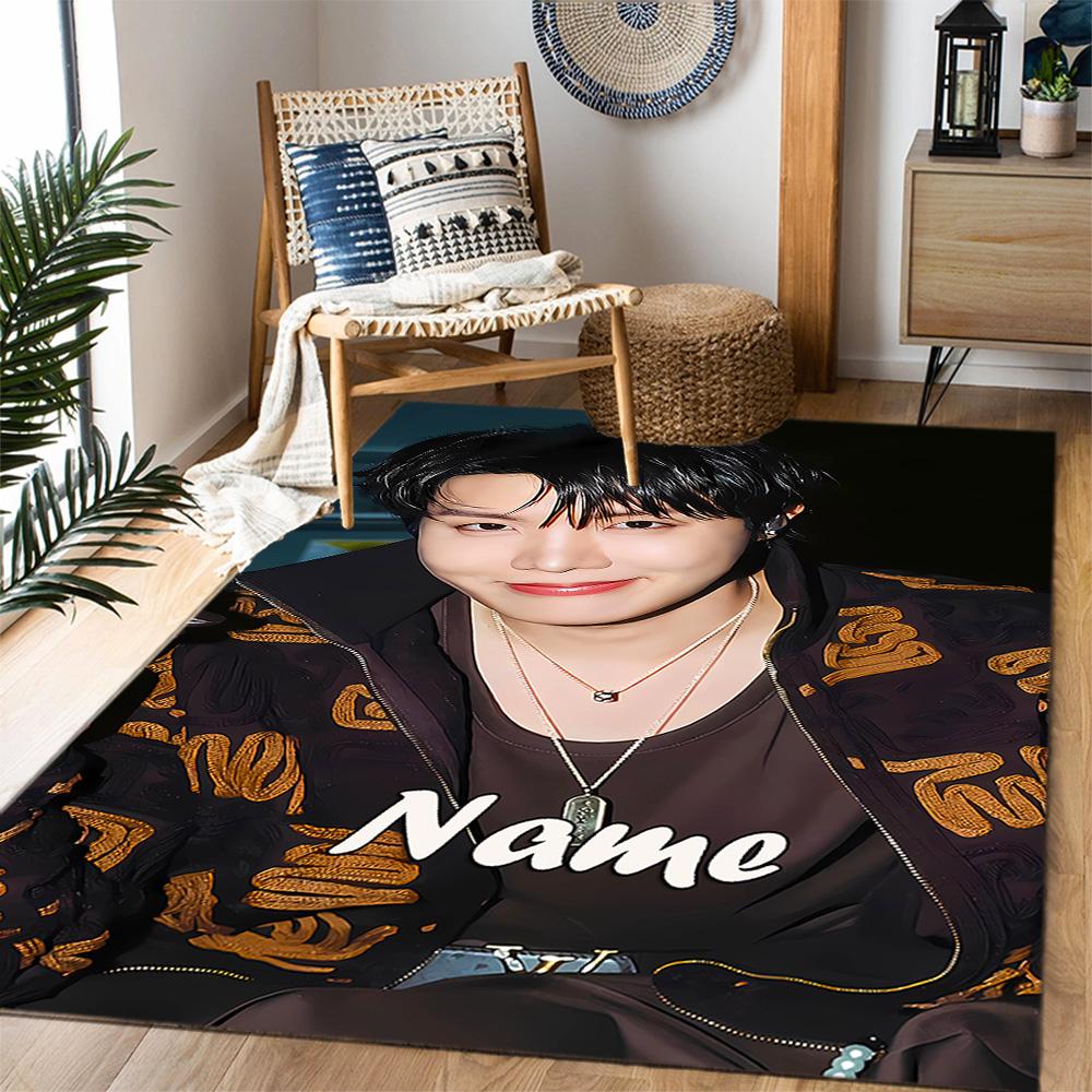 Bold Unique Style Customizable Name Carpet Design for Entryway Kitchen Foyer Decorate room Anti-slip Rug Anime Office Decor Best for Christmas