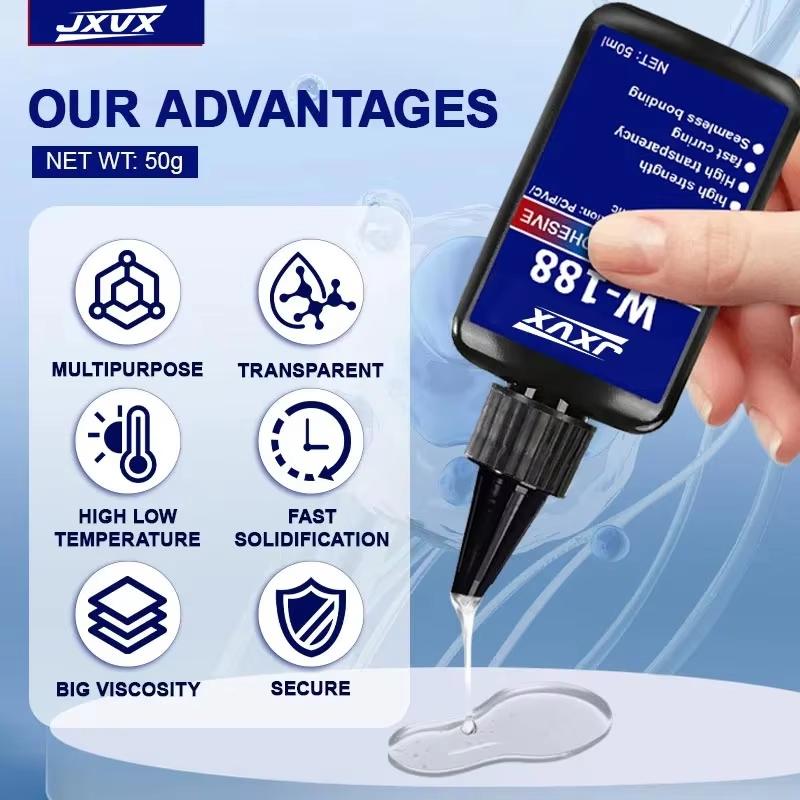 UV Resin Adhesive UV-Curable Adhesive Photocurable Adhesive Crystal Clear Adhesive DIY Jewellery Making High Transparency Includes UV Lamp