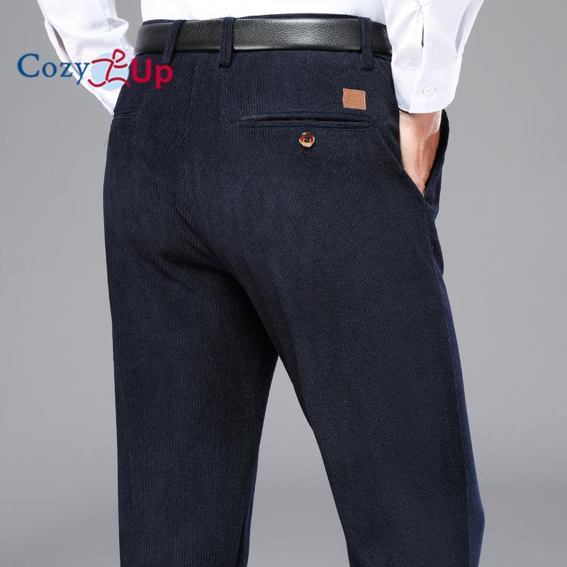 Cozy Up Pantalon décontracté droit ample taille haute en velours côtelé pour homme