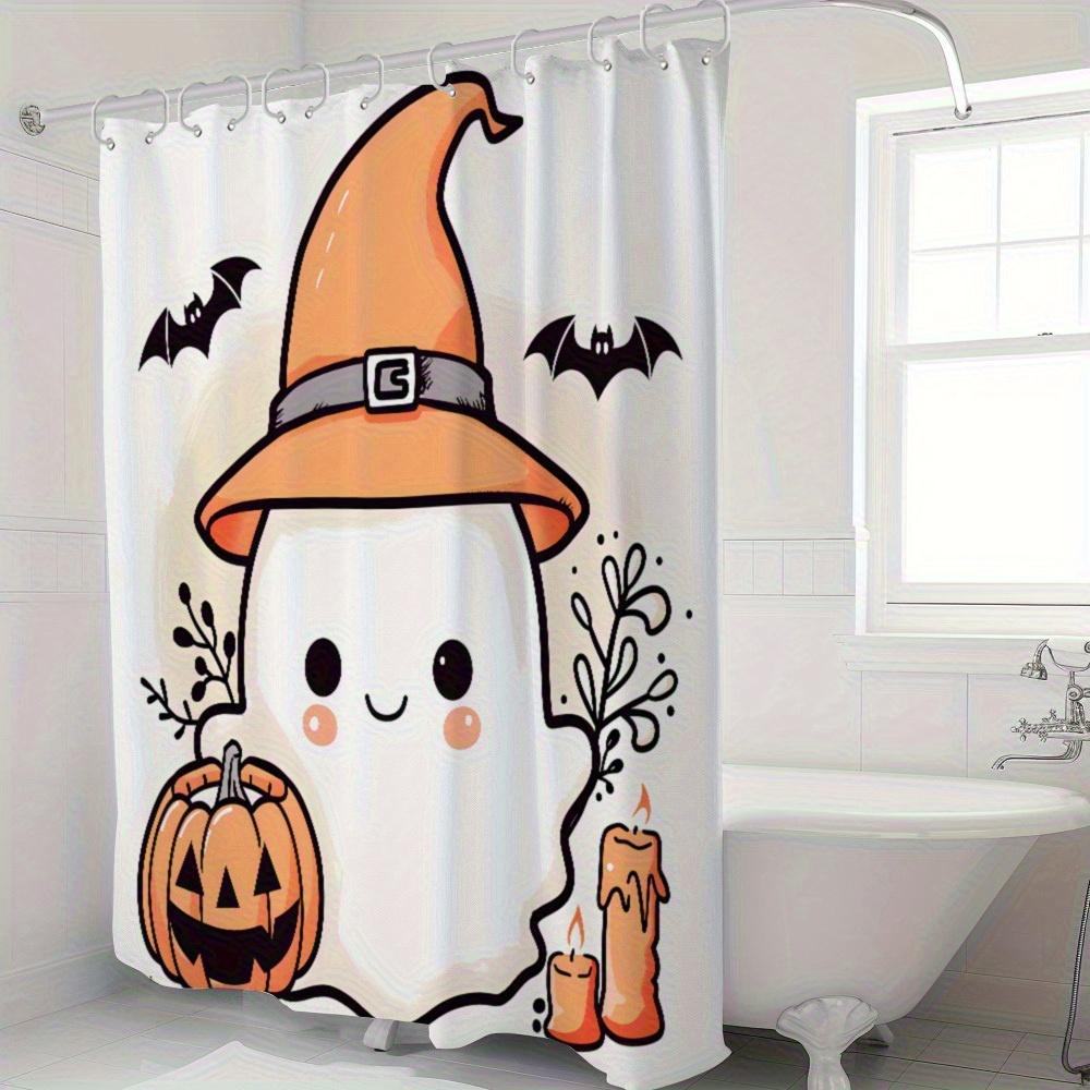 1/4Pcs Halloween Decoration Cute Ghost Pumpkin Pattern Shower Curtain Bathroom Decor Halloween Decoration Indoor Shower Curtain