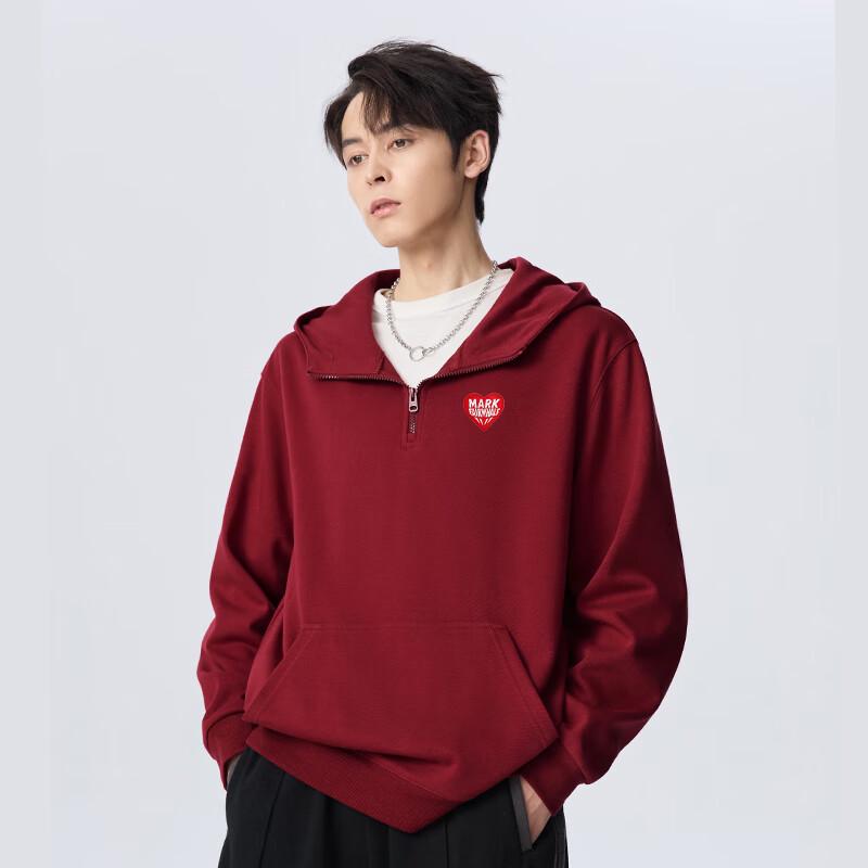 Mark Hua Fei Men's Embroidered Half-Zip Hooded Sweatshirt