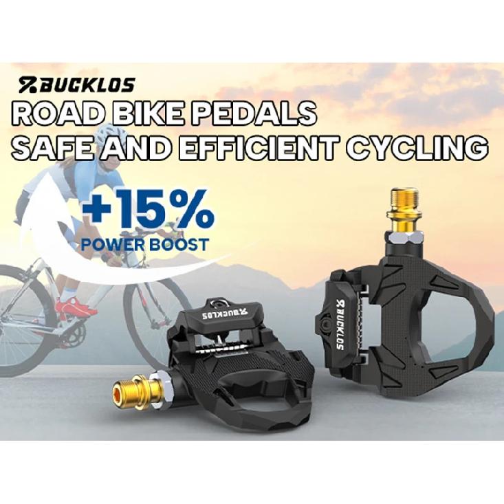 BUCKLOS Road Bike Pedal Platform Ultralight Clipless Bicycle Pedal for SPD SL Cycling Pedals Footrest with Cleats Bicycle Parts