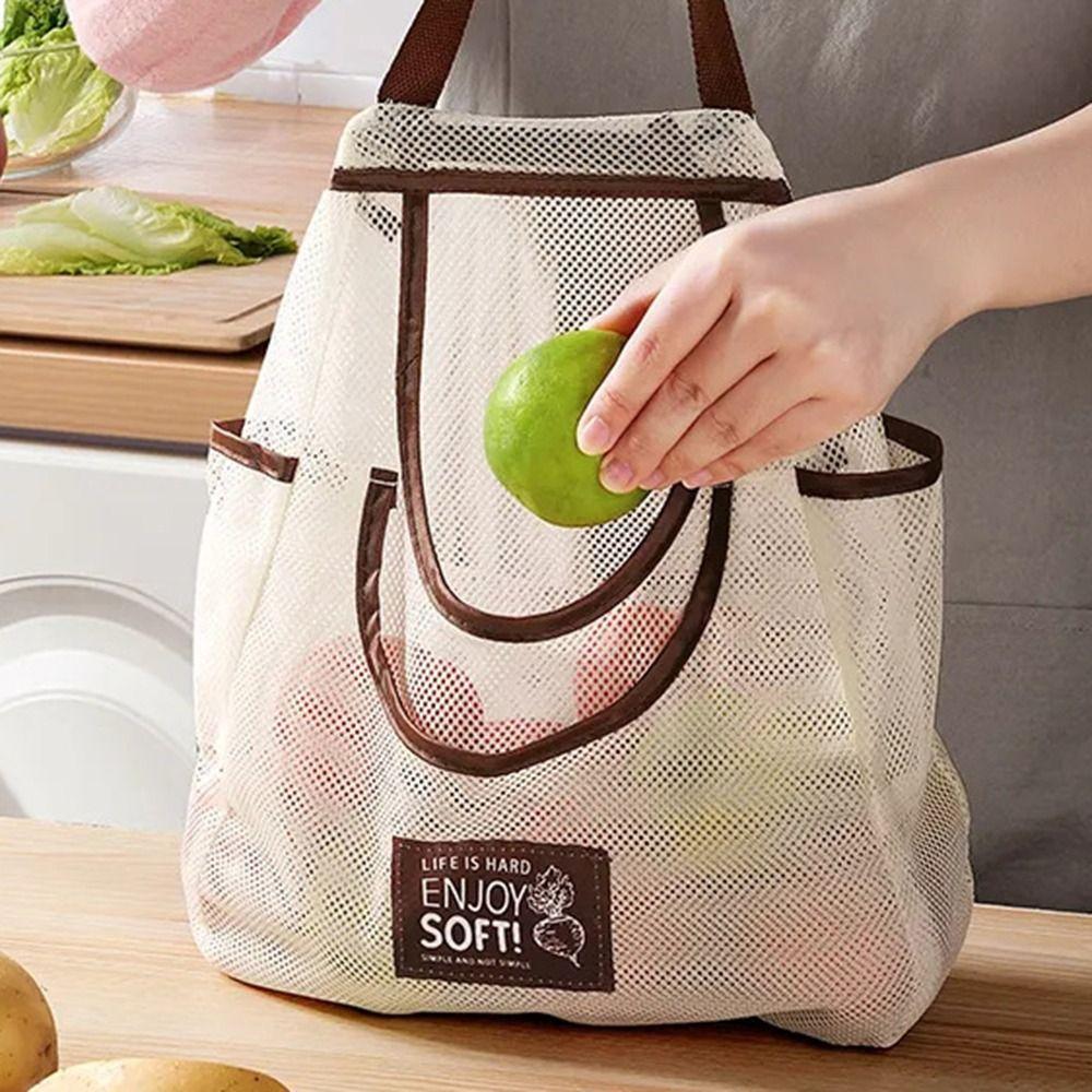 Hollow Vegetable Storage Bag Widen Handle Kitchen Mesh Bag Underwear Socks Hanging Bag  Home