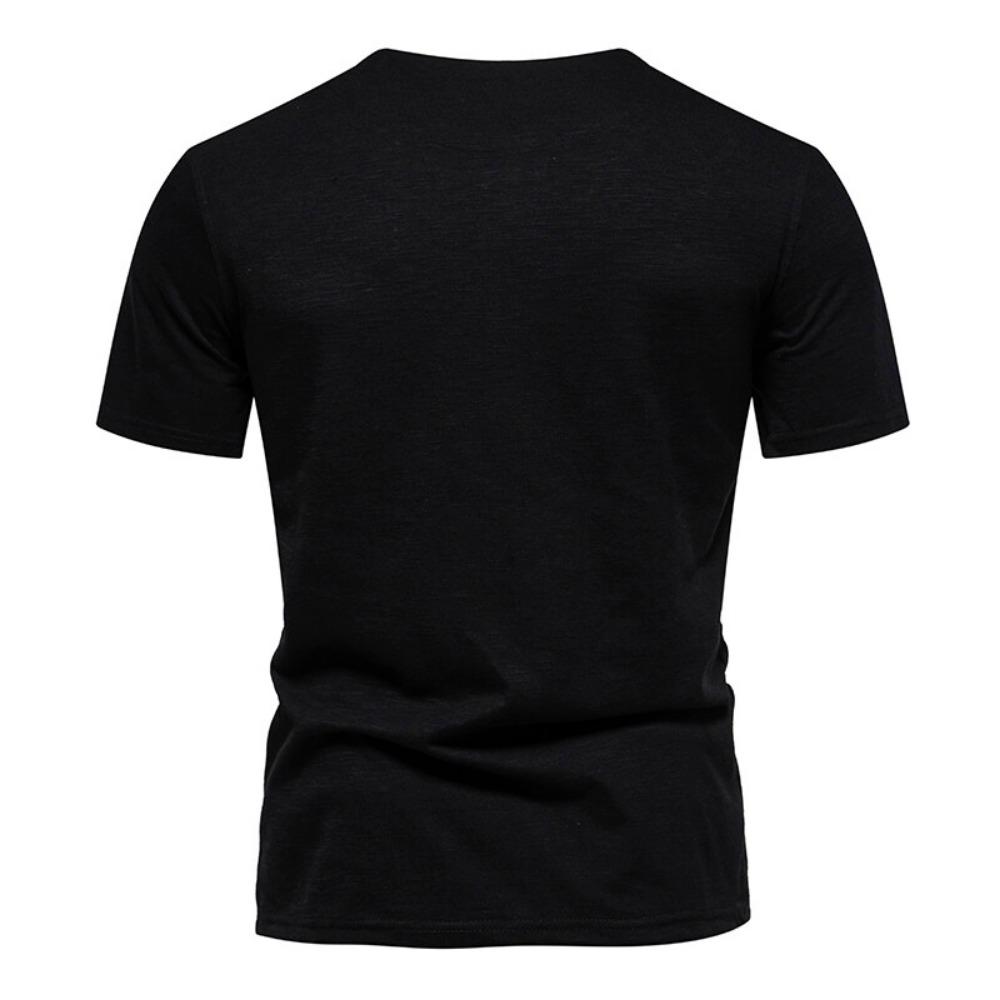 Pánská trička Henley s límečkem léto ležérní jednobarevné tričko s krátkým rukávem vysoce kvalitní topy