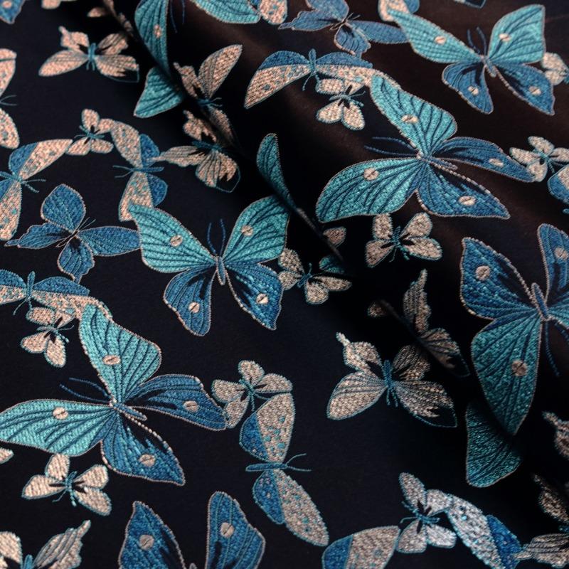 Embossed Jacquard Fabric Butterfly Design Sewing Material Cheongsam Dress Garment Fabric Wide 114cm Sold By Meter