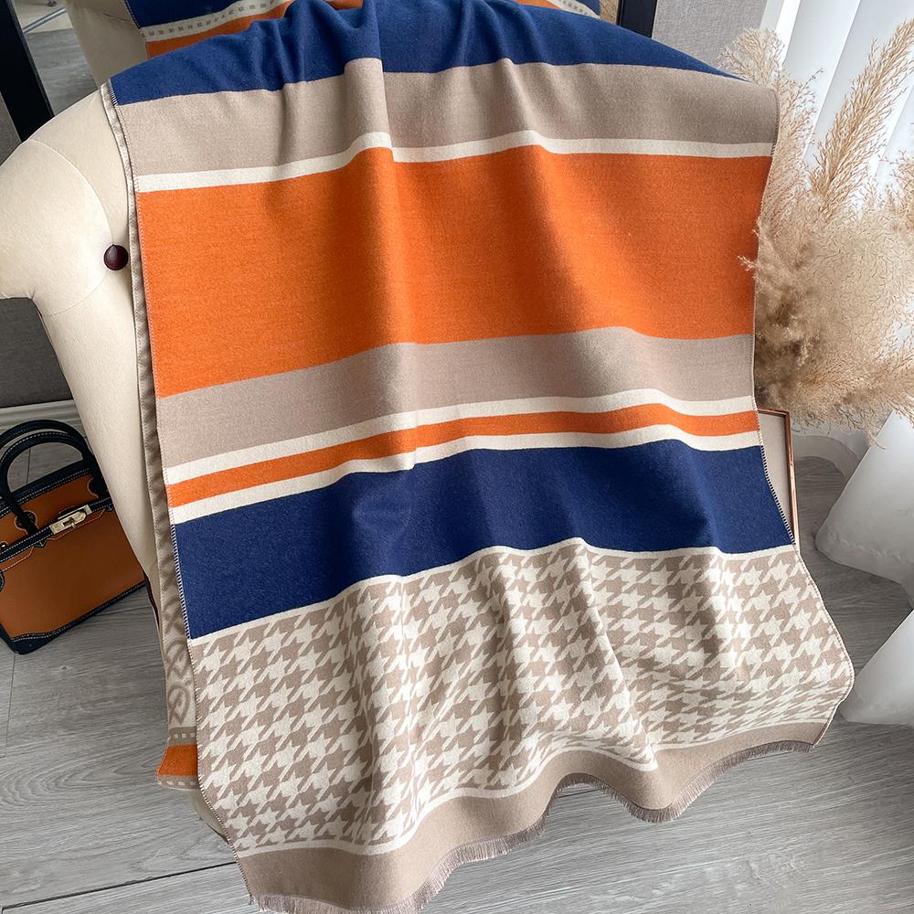 Winter Women'S Scarf Luxury Design Double Sided Cashmere Feel Scarf Warm Scarf Shawl