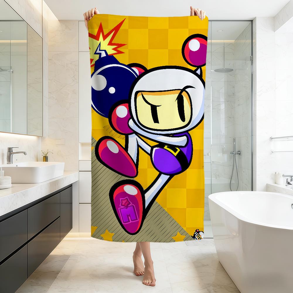 Lustiges Kunstspiel niedlicher Cartoon B-Bomberman Handtuch weich Strandtücher Reise schwimmen Pool bade Handtuch Fitnessstudio Spa Heimdekor Geschenk Urlaub