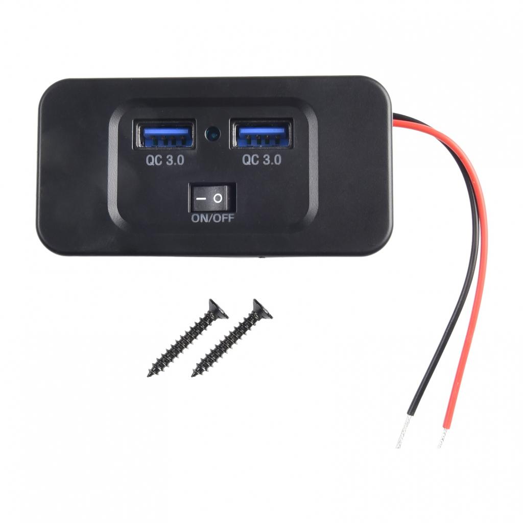 Fast Charger Socket QC 3.0 Car Charger Dual USB Car Charger Dustproof Cap