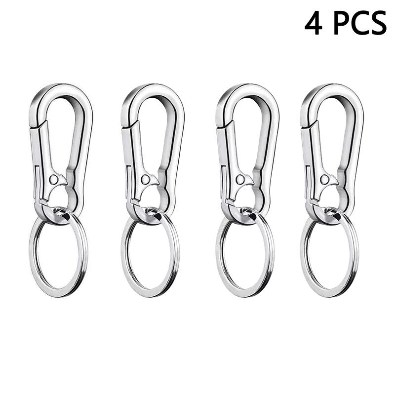 

4Pcs Stainless Steel Carabiner Clip Keychain Car Key Holder Nail Clippers, Ear Pick, Keys Organizer For Men Waistband Pendant One Size