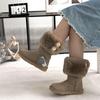 Modische, personalisierte Damen-Schneestiefel mit Knöpfen aus echtem Schaffell und Wolle, modisch und warm, gefüttert mit echtem Leder und Fell