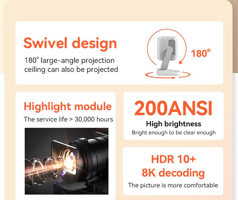 Ultra HD Portable Home Theater Projector with PTZ Functionality