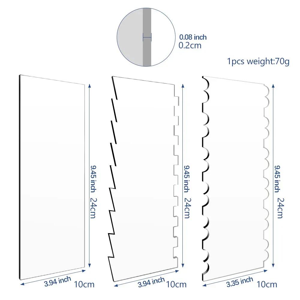 2pcs/Set Acrylic Cake Scraper Set Decorating Contour Stripe Cake Comb Saw Tooth Smoother Buttercream Frosting Scraper Cake Tools