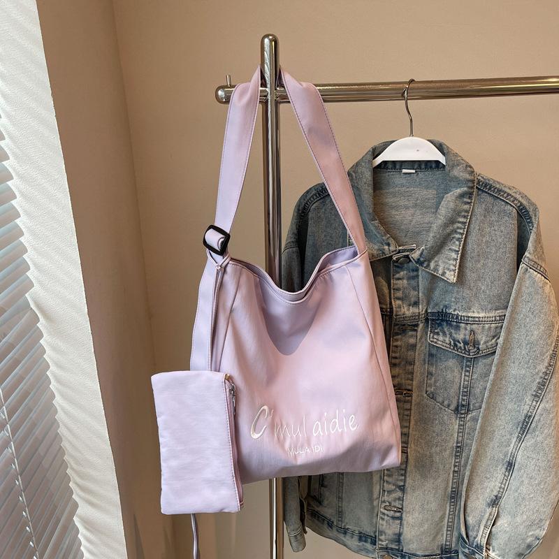 

Japanese Cloth Bag Women S Summer Simple Shoulder Large-Capacity Shopping Bag Wind Student Leisure Commuting Tote Bag фиолетовый