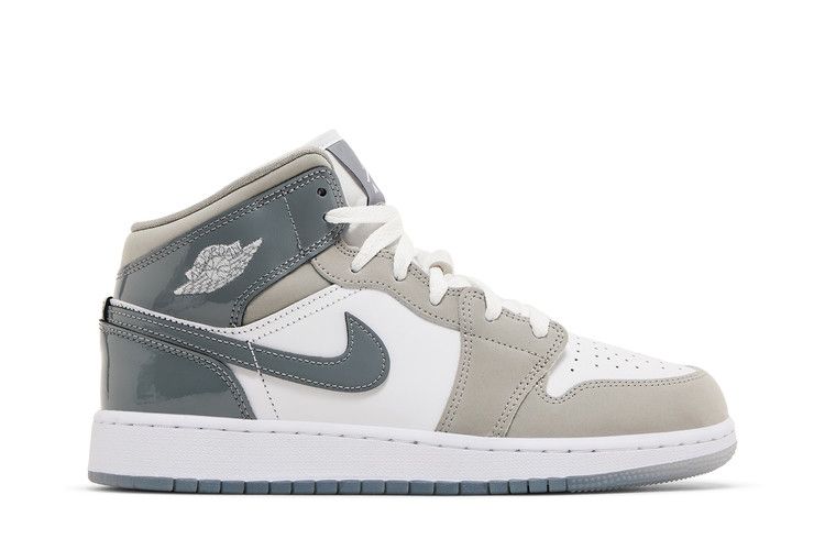 Jordan 1 Mid White Medium Cool Grey (GS)